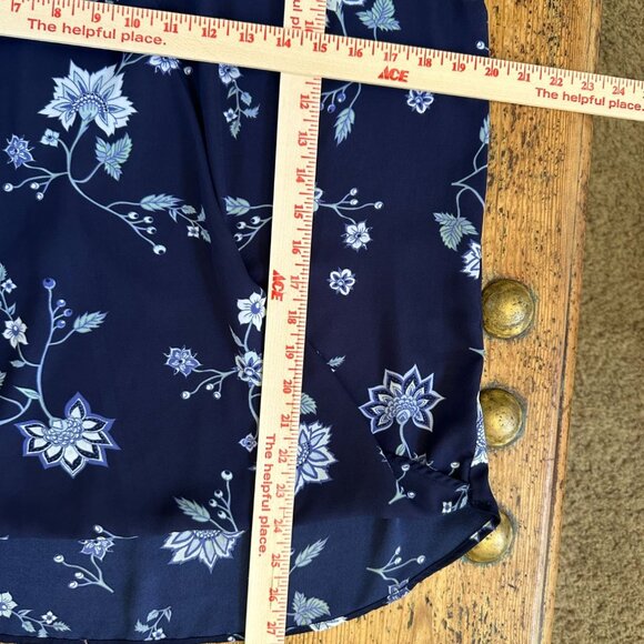 Soho New York & Company Womens Floral Sleeveless Top Navy Blue Medium Polyester - Picture 7 of 7